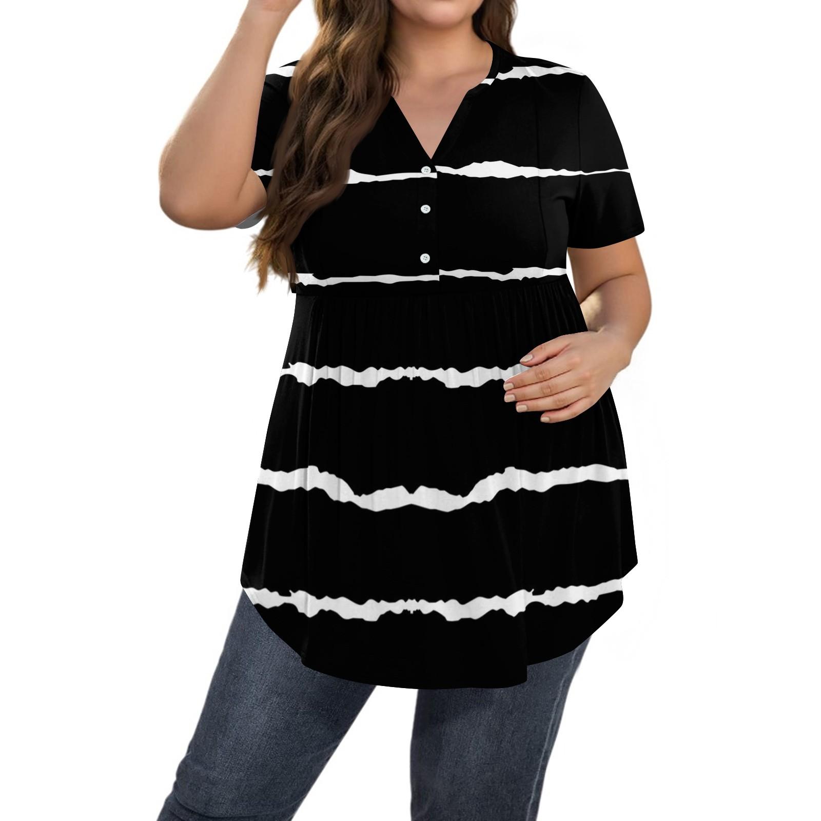 Женский принтованный топ большого размера с V-образным вырезом и застежкой на пуговицы, повседневный топ с короткими рукавами и свободным кроем XXXL чёрный
Женский принтованный топ большого размера с V-образным вырезом и застежкой на пуговицы, повседневный топ с короткими рукавами и свободным кроем XXXL чёрный