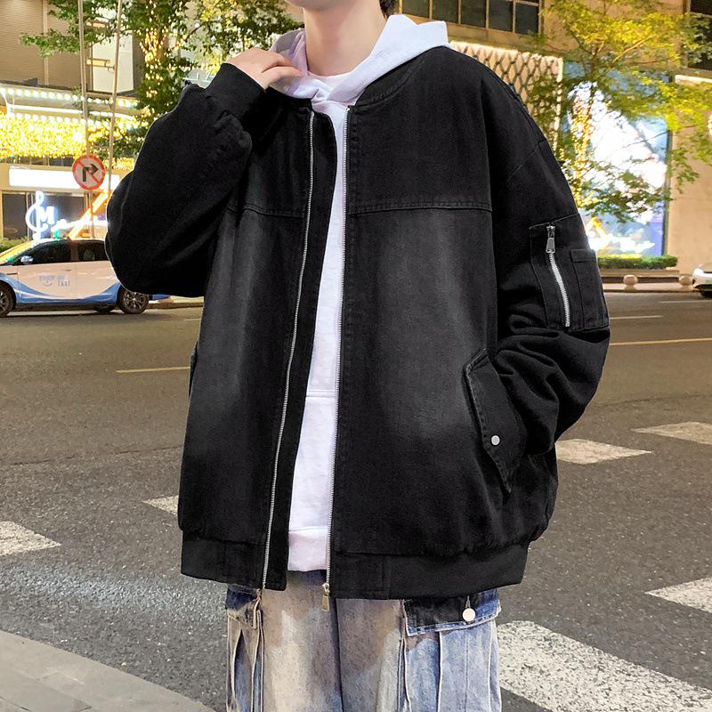 Unisex Distressed Gradient Denim Jacket with Stand Collar and Drop Shoulder Sleeves L
Unisex Distressed Gradient Denim Jacket with Stand Collar and Drop Shoulder Sleeves L