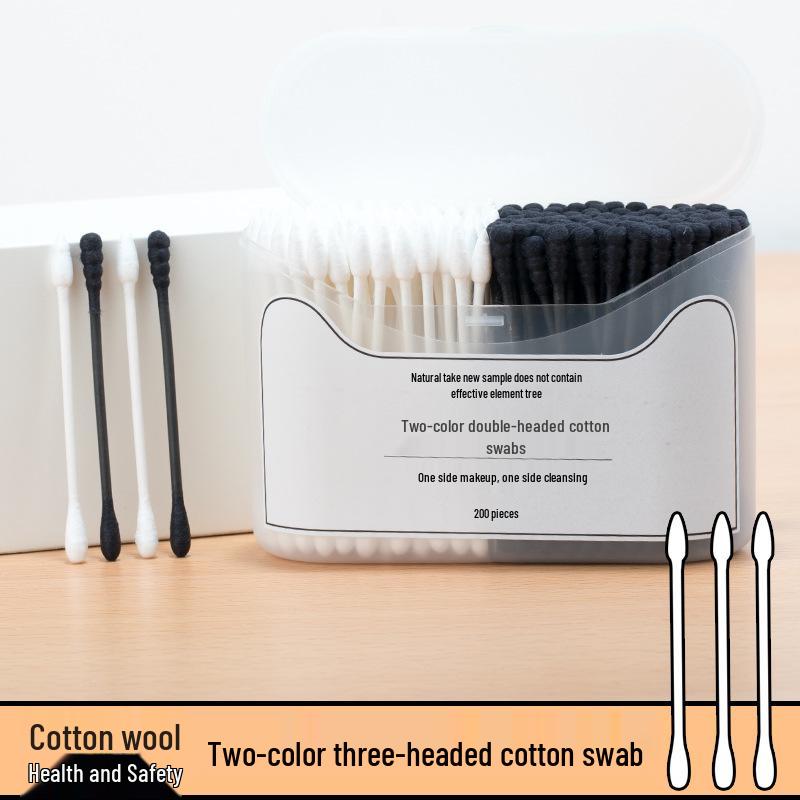 Dual-Colored Cotton Swabs: Spiral & Pointed, Double-Ended, Wooden Stick, Disposable Makeup/Ear Cleaning Swabs with Box. 200 Pieces чорний/білий
Dual-Colored Cotton Swabs: Spiral & Pointed, Double-Ended, Wooden Stick, Disposable Makeup/Ear Cleaning Swabs with Box. 200 Pieces чорний/білий