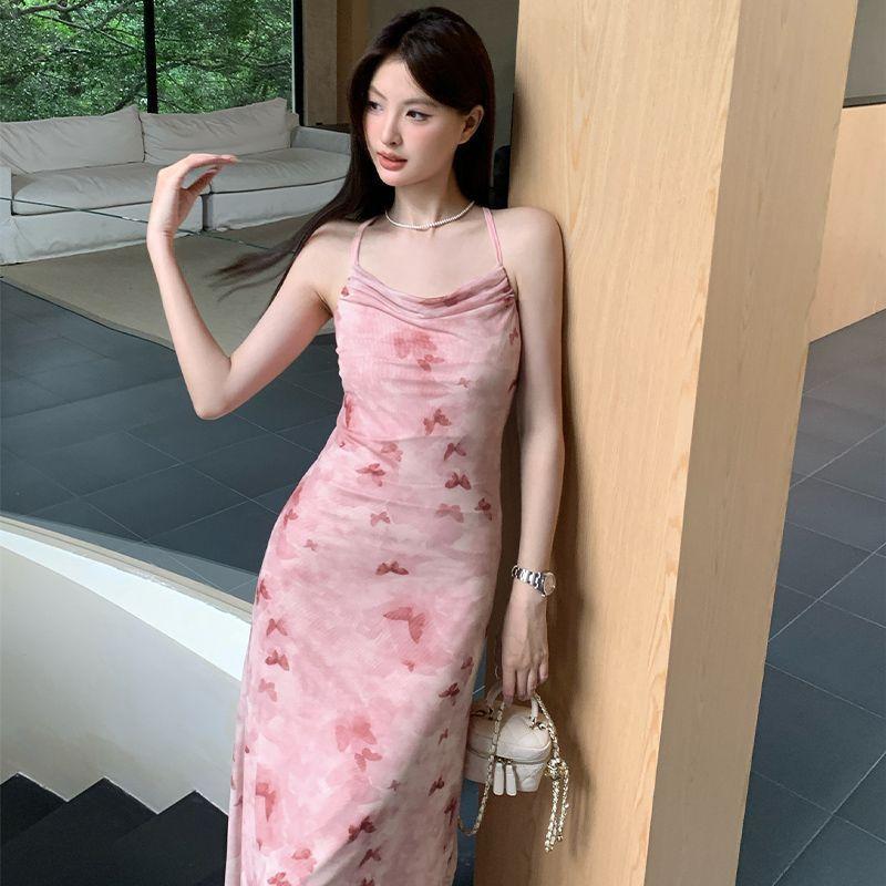 Pink super fairy butterfly mesh dress printed swing collar suspender printed bow pure desire sweet medium length skirt S
Pink super fairy butterfly mesh dress printed swing collar suspender printed bow pure desire sweet medium length skirt S