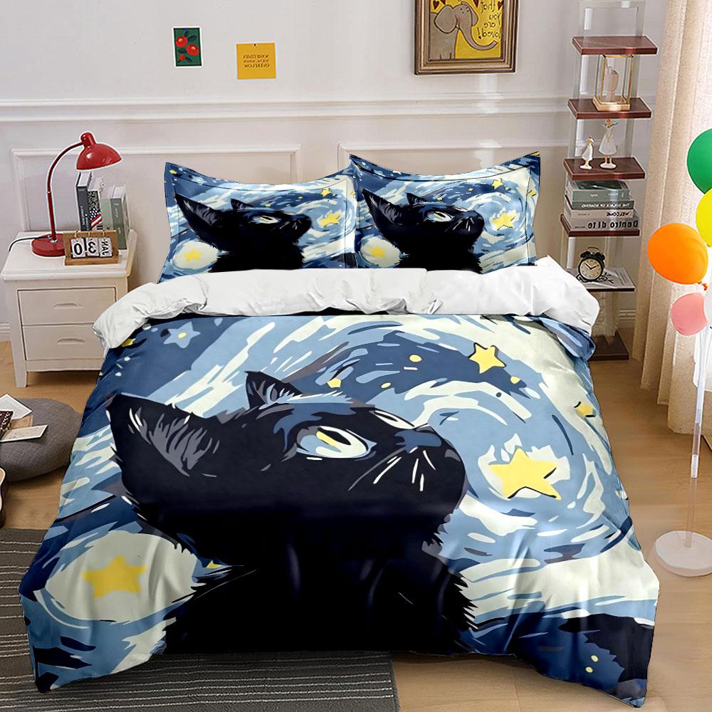Black cat, starry sky. Bedding sets Duvet cover sets Duvet covers Pillowcases(1 * Duvet Cover 2 * Pillowcases, without duvet insert) 135x200cm
Black cat, starry sky. Bedding sets Duvet cover sets Duvet covers Pillowcases(1 * Duvet Cover 2 * Pillowcases, without duvet insert) 135x200cm