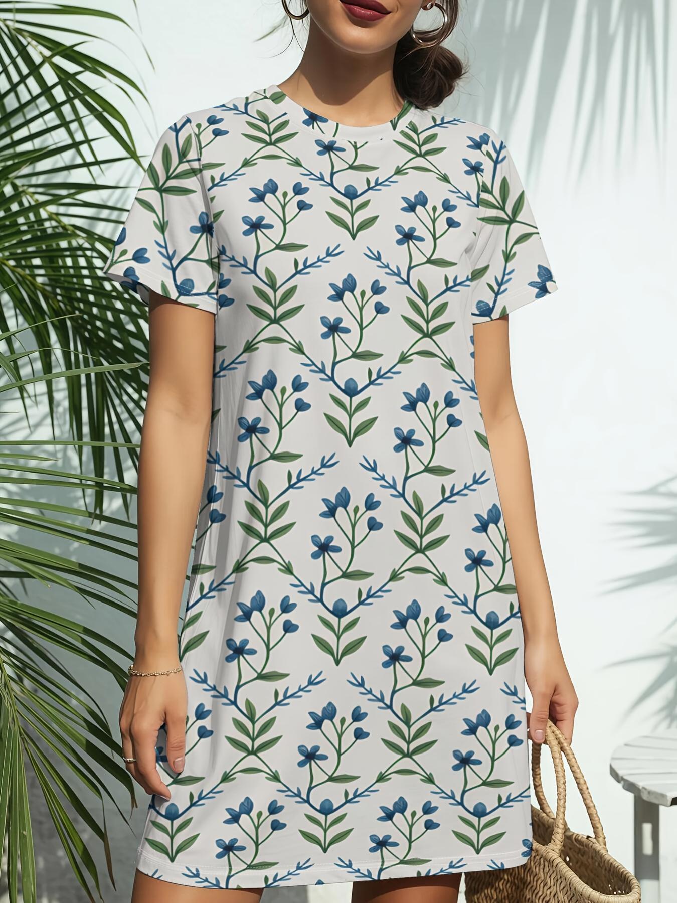 Ditsy Floral White New Arrival Women S Round Neck Short-Sleeve T-Shirt Dress. American Trendy Digital Print. Casual Versatile Style for Spring And Sum 7XL дубильна кора
Ditsy Floral White New Arrival Women S Round Neck Short-Sleeve T-Shirt Dress. American Trendy Digital Print. Casual Versatile Style for Spring And Sum 7XL дубильна кора
