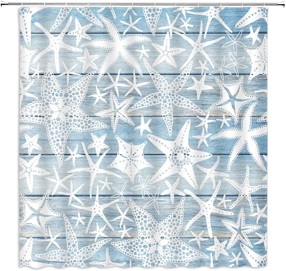 Starfish Shower Curtain Beach Ocean Coastal Marine Life Cartoon Abstract Nautical Watercolor Vintage Blue Wooden Plank Summer 90x180CM
Starfish Shower Curtain Beach Ocean Coastal Marine Life Cartoon Abstract Nautical Watercolor Vintage Blue Wooden Plank Summer 90x180CM