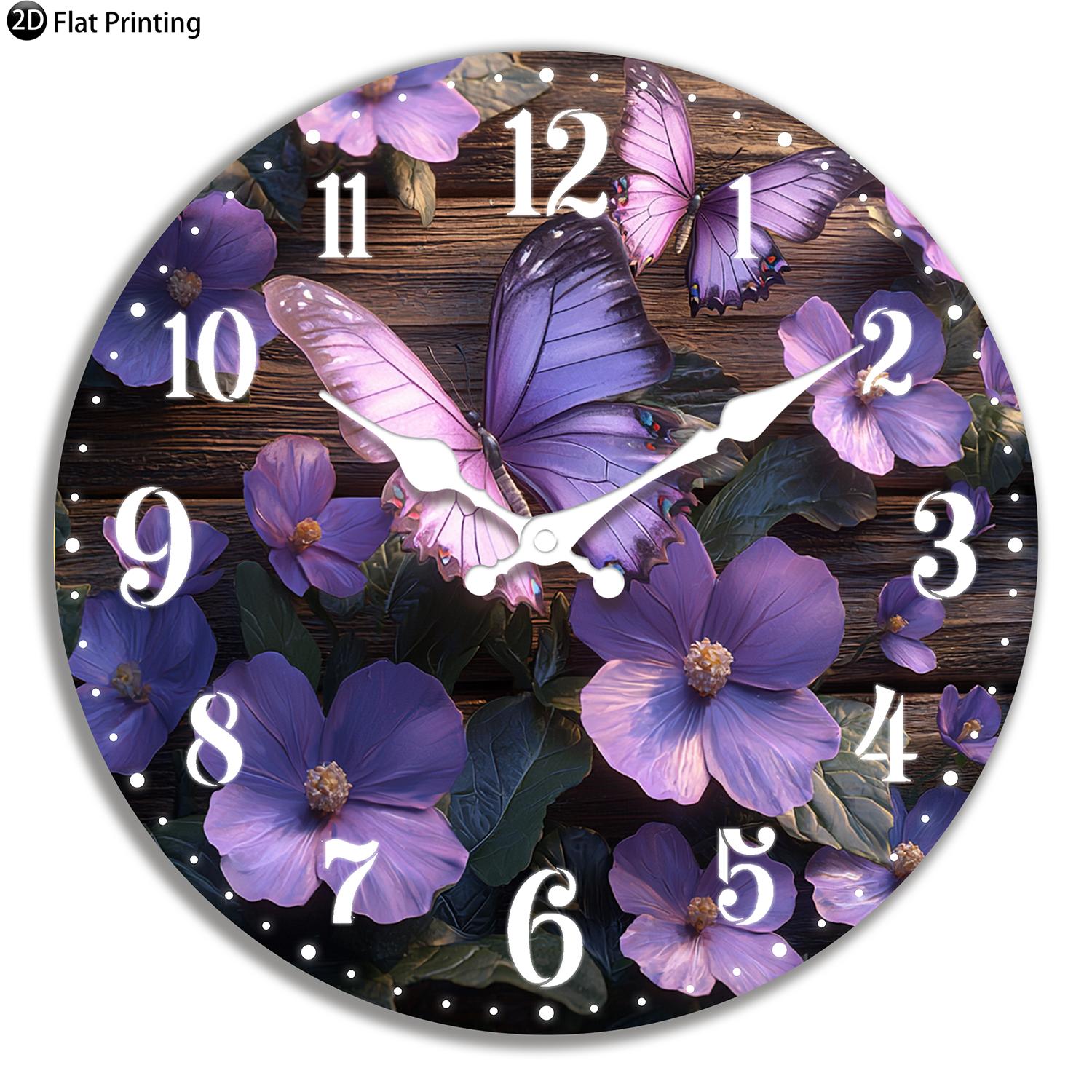 Wooden Silent Wall Clock Purple butterflies among flowers Quartz Analog Clock for Kitchen Home Halloween New Year Gift (WHITE,10 inch) білий
Wooden Silent Wall Clock Purple butterflies among flowers Quartz Analog Clock for Kitchen Home Halloween New Year Gift (WHITE,10 inch) білий