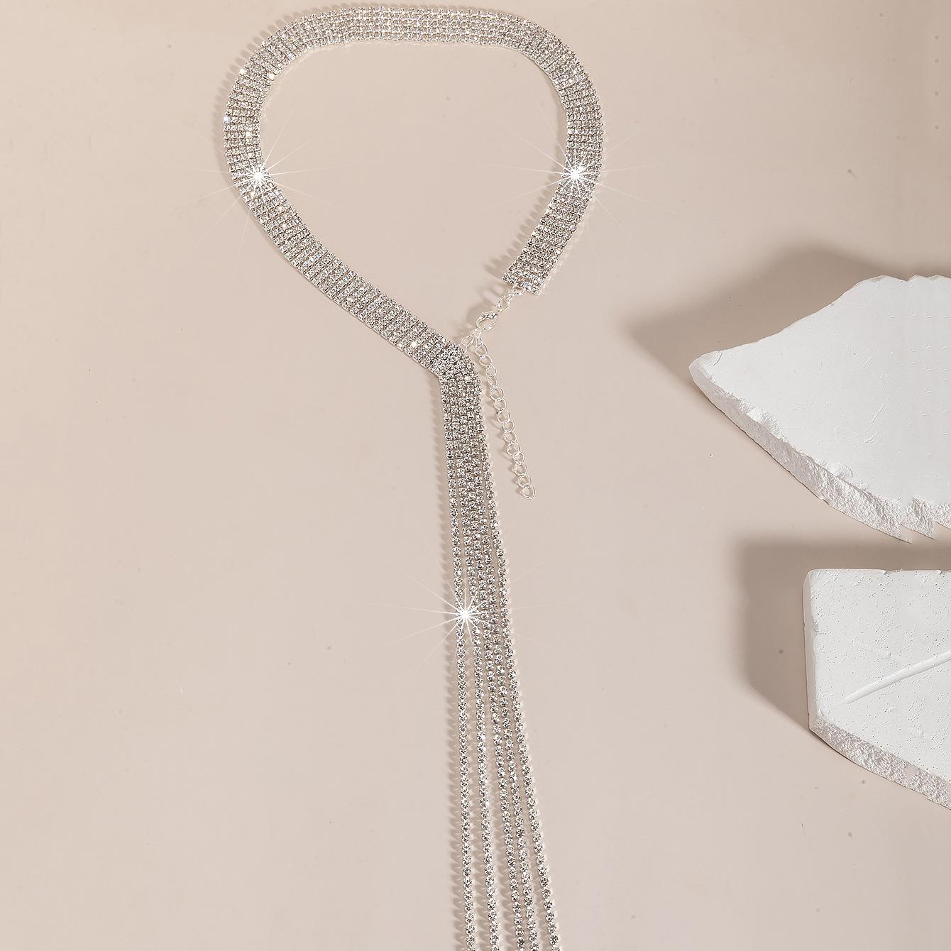 New Jewelry, Fashionable Fringed Diamond Necklace, European And American Party Multi-Layer Back Chain Women S Necklace
New Jewelry, Fashionable Fringed Diamond Necklace, European And American Party Multi-Layer Back Chain Women S Necklace