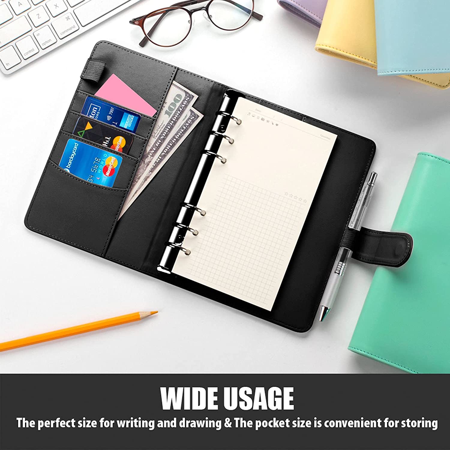 A6 Size 6-Ring PU Leather Notebook Binder Cover Magnetic Closure Planner Journal Binder Shell Black
A6 Size 6-Ring PU Leather Notebook Binder Cover Magnetic Closure Planner Journal Binder Shell Black