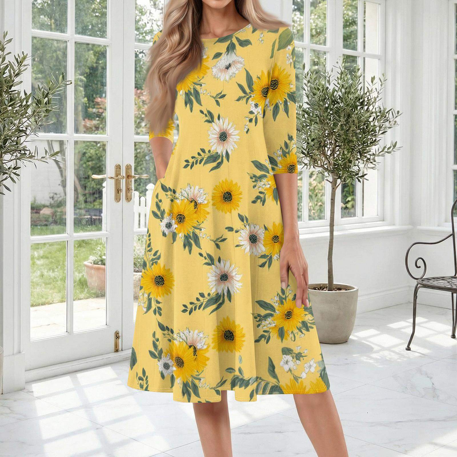 Women s Casual Fashion Round Neck Three Quarter Sleeve Printed Midi Dress XL жовтий
Women s Casual Fashion Round Neck Three Quarter Sleeve Printed Midi Dress XL жовтий