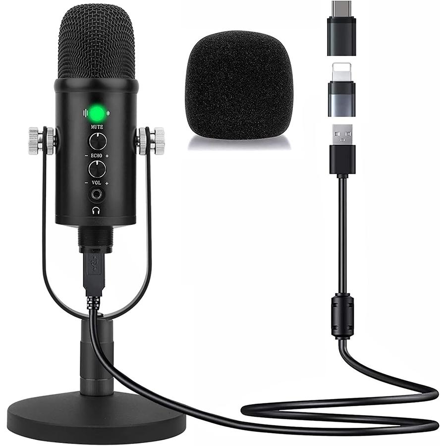 Конденсаторный USB-микрофон, совместимый с ПК/MAC/Ps4/iPhone/iPad/Android, компьютерный микрофон с шумоподавлением и реверберацией, студийный микрофон
Конденсаторный USB-микрофон, совместимый с ПК/MAC/Ps4/iPhone/iPad/Android, компьютерный микрофон с шумоподавлением и реверберацией, студийный микрофон