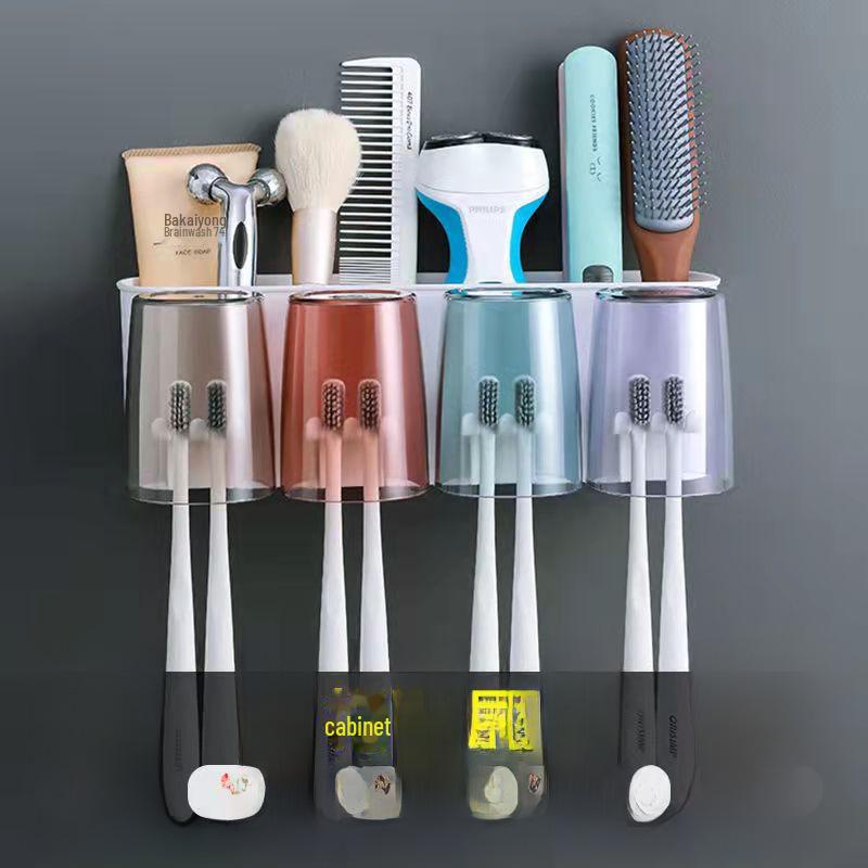 Набір тримачів для зубних щіток із настінним вижимком зубної пасти та полицею для зберігання чашок
Набір тримачів для зубних щіток із настінним вижимком зубної пасти та полицею для зберігання чашок