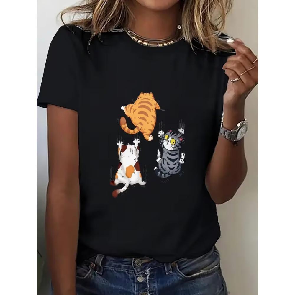 Women S Short-Sleeved T-shirt with Illustrations Cat Climbing Wall Hand-Painted Style, Ladies TShirt Eye-Catching for Daily Wear XL
Women S Short-Sleeved T-shirt with Illustrations Cat Climbing Wall Hand-Painted Style, Ladies TShirt Eye-Catching for Daily Wear XL