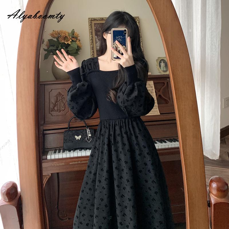 Осень Зима Элегантная Мода Женское Миди Платье Квадратный Вырез Черный Темно-зеленый Цветочный Вязаное Вельветовое Платье Повседневное Свободное Винтажное Платье One Size
Осень Зима Элегантная Мода Женское Миди Платье Квадратный Вырез Черный Темно-зеленый Цветочный Вязаное Вельветовое Платье Повседневное Свободное Винтажное Платье One Size