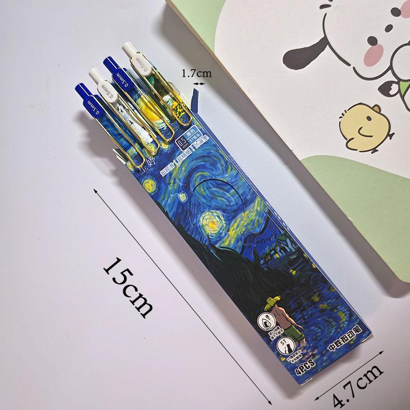 New 4Pcs/Box Trendy Van Gogh Oil Painting Press Gel Pen Black Ink 0.5mm Ballpoint Pens Stationery Quick-Drying Pens For Student
New 4Pcs/Box Trendy Van Gogh Oil Painting Press Gel Pen Black Ink 0.5mm Ballpoint Pens Stationery Quick-Drying Pens For Student