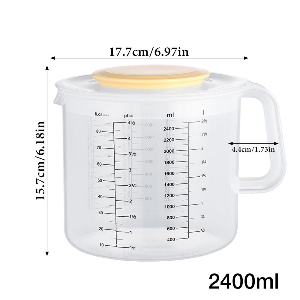 Large Measuring Cup with Lid 2400ml Capacity Scale Marking Cup Mixing Bowl Ergonomic Handle Splash-Proof for Egg Mixing Salad
Large Measuring Cup with Lid 2400ml Capacity Scale Marking Cup Mixing Bowl Ergonomic Handle Splash-Proof for Egg Mixing Salad