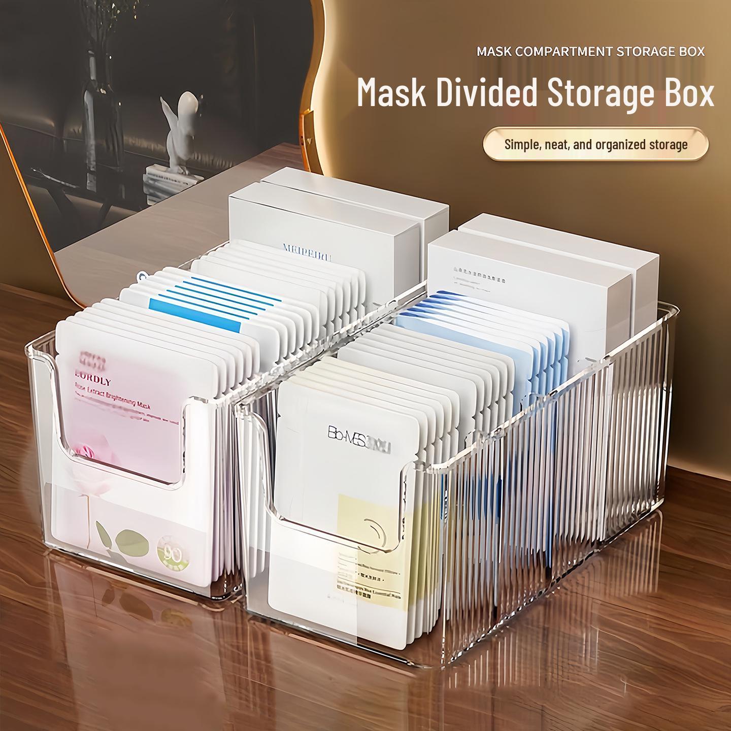 Clear Mask and Cosmetic Organizer: Transparent Vanity Compartment, Large Capacity Skincare Shelf.
Clear Mask and Cosmetic Organizer: Transparent Vanity Compartment, Large Capacity Skincare Shelf.