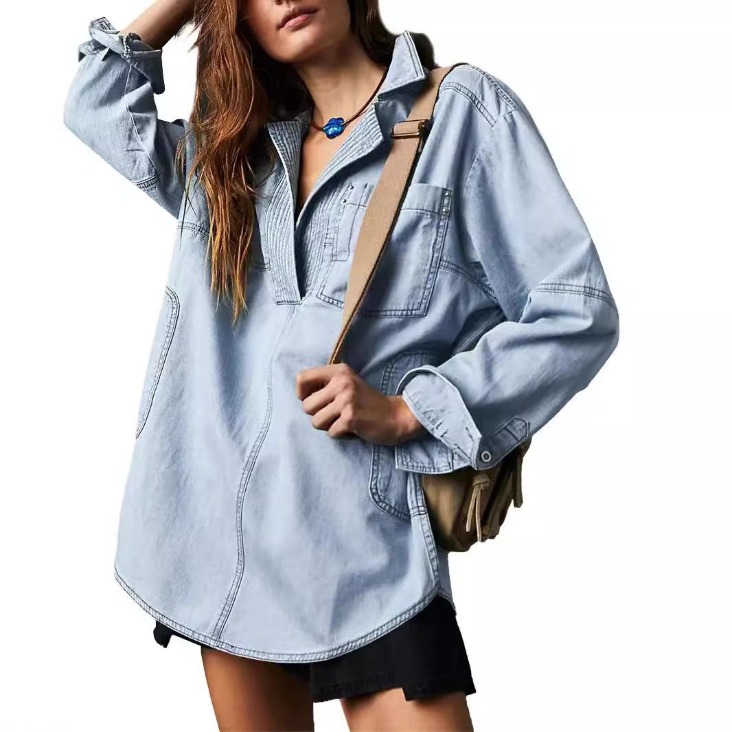 Women s Blouses Autumn Winter Latest Lapel Fashion Casual Slimming Denim Long Sleeve Shirt Denim Jacket Cardigan Open Front XS світло-синій колір
Women s Blouses Autumn Winter Latest Lapel Fashion Casual Slimming Denim Long Sleeve Shirt Denim Jacket Cardigan Open Front XS світло-синій колір