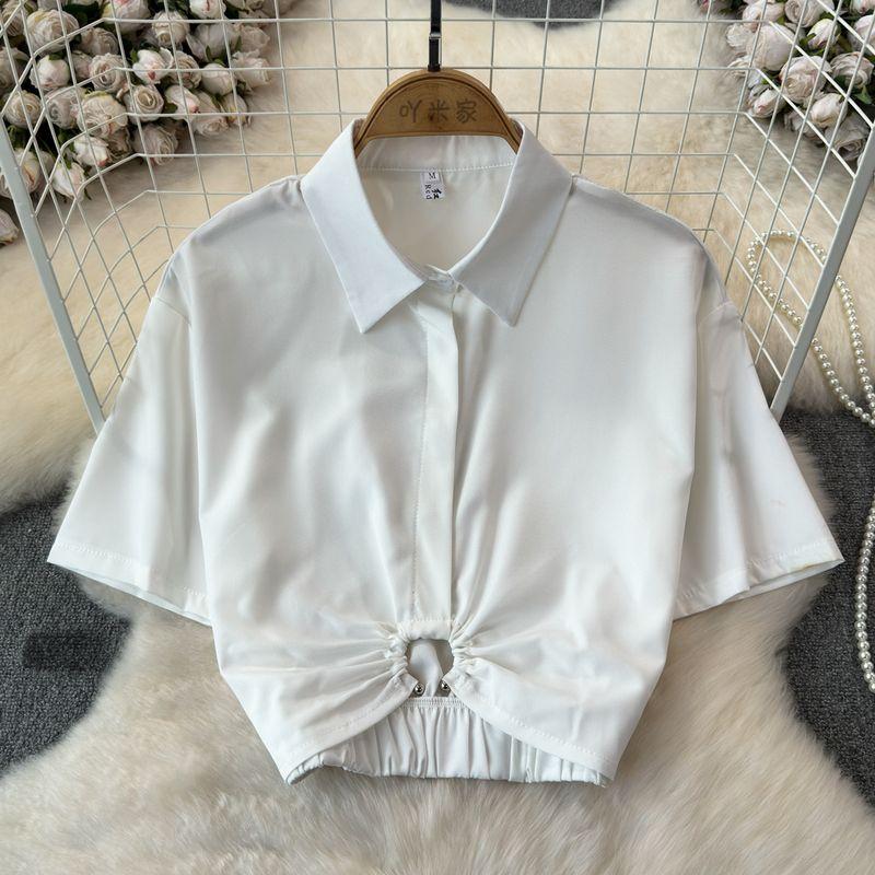 South Korea Chic Summer French Minority Design Blouse Lapel High Waist Twist Show Umbilical Short Shirt for Women White S
South Korea Chic Summer French Minority Design Blouse Lapel High Waist Twist Show Umbilical Short Shirt for Women White S