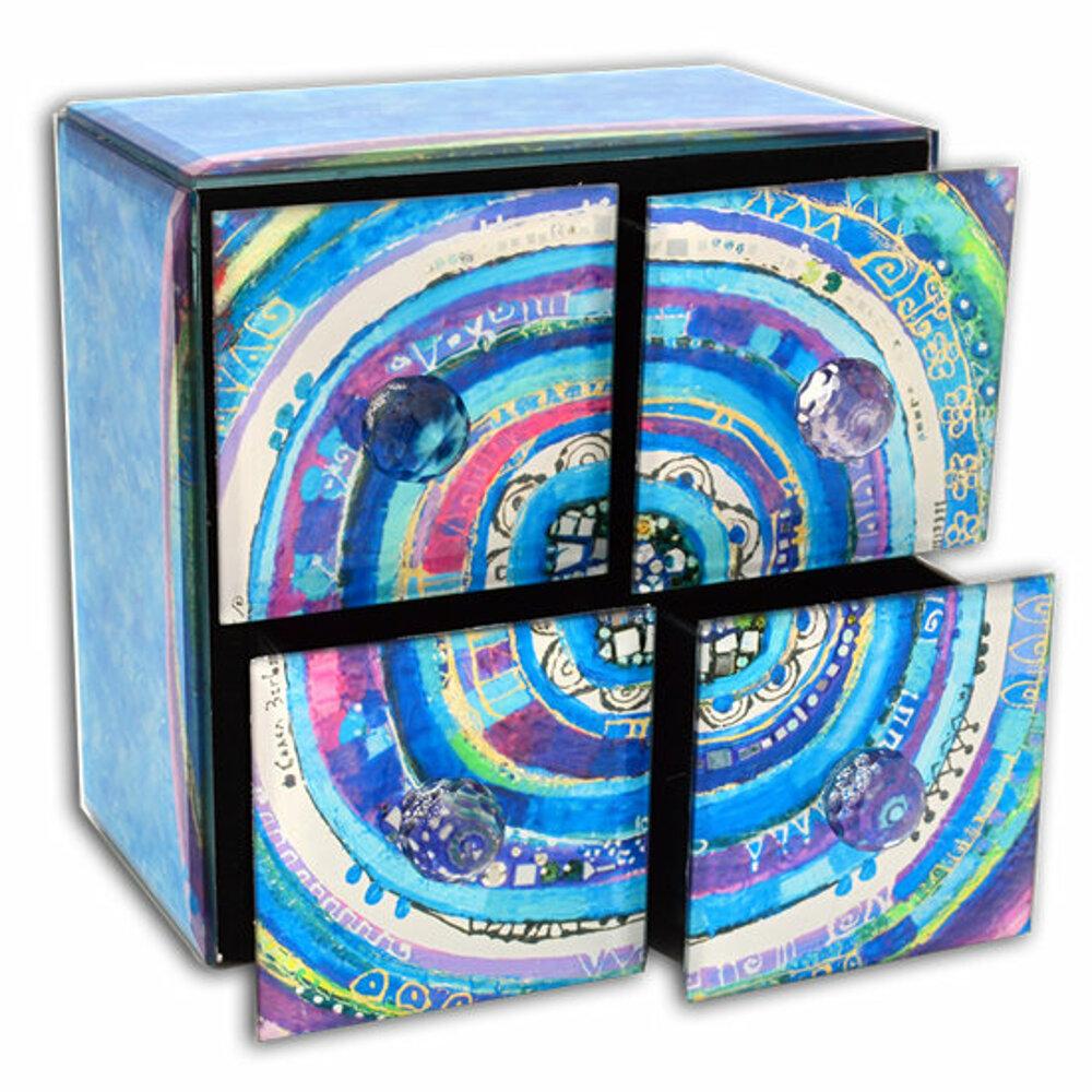 Biggdesign Glass Jewelry Box with 4 Drawers, Design with Evil Eye Bead Motif, Tidy and Convenient, Jewelry Box, Blue 
Biggdesign Glass Jewelry Box with 4 Drawers, Design with Evil Eye Bead Motif, Tidy and Convenient, Jewelry Box, Blue