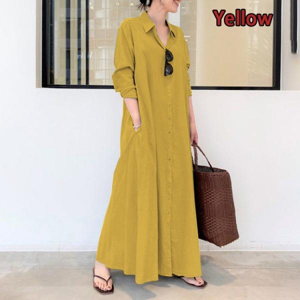 Женское длинное платье-рубашка больших размеров на пуговицах с v-образным вырезом и длинными рукавами из хлопка с карманами XXXXXL жёлтый
Женское длинное платье-рубашка больших размеров на пуговицах с v-образным вырезом и длинными рукавами из хлопка с карманами XXXXXL жёлтый