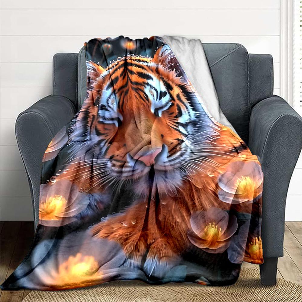 1pc Tiger Floral Print Blanket Lightweight Flannel Blanket Throw Blanket For Sofa, Bed, Travel, Camping, Livingroom, Couch, Chair, And Bed yy250902618 100x150cm
1pc Tiger Floral Print Blanket Lightweight Flannel Blanket Throw Blanket For Sofa, Bed, Travel, Camping, Livingroom, Couch, Chair, And Bed yy250902618 100x150cm