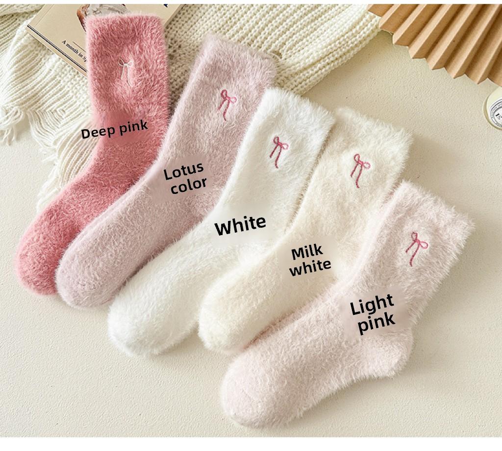 1Pair Thick Fuzzy Mid-Calf Socks for Women, Fall/Winter Cold-Weather Thermal, Cute, with Ribbon, for Indoor Use, Floor-Cut Socks One Size розовый
1Pair Thick Fuzzy Mid-Calf Socks for Women, Fall/Winter Cold-Weather Thermal, Cute, with Ribbon, for Indoor Use, Floor-Cut Socks One Size розовый