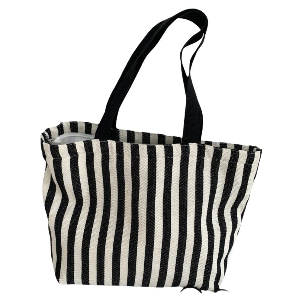 Zipper Shoulder Bag Canvas Shopping Handbag Temperament Stripe Canvas Tote Bag Travel чорний
Zipper Shoulder Bag Canvas Shopping Handbag Temperament Stripe Canvas Tote Bag Travel чорний