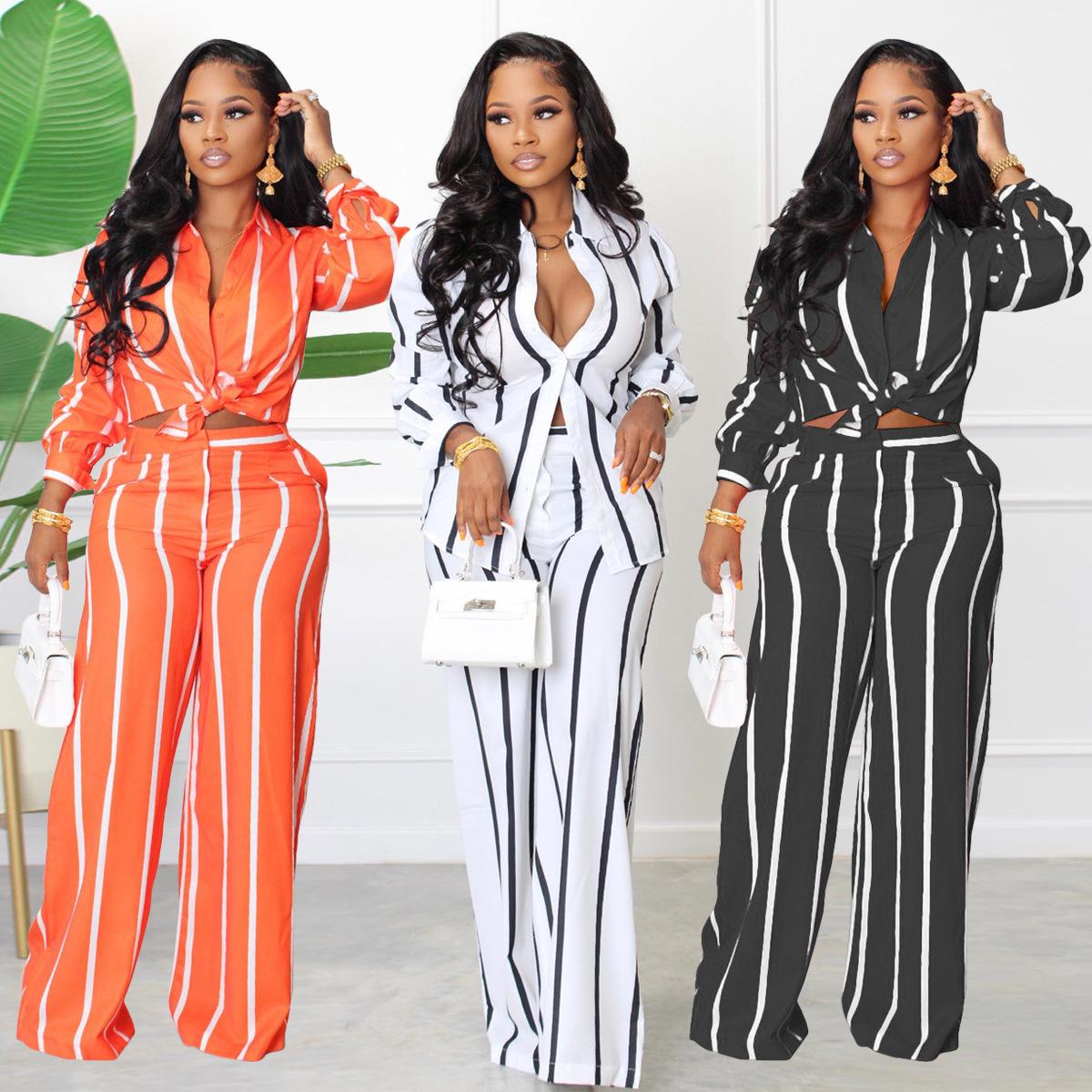 European & American Women s Striped Two-Piece Set: Long Sleeve Shirt & Pants S помаранчевий
European & American Women s Striped Two-Piece Set: Long Sleeve Shirt & Pants S помаранчевий