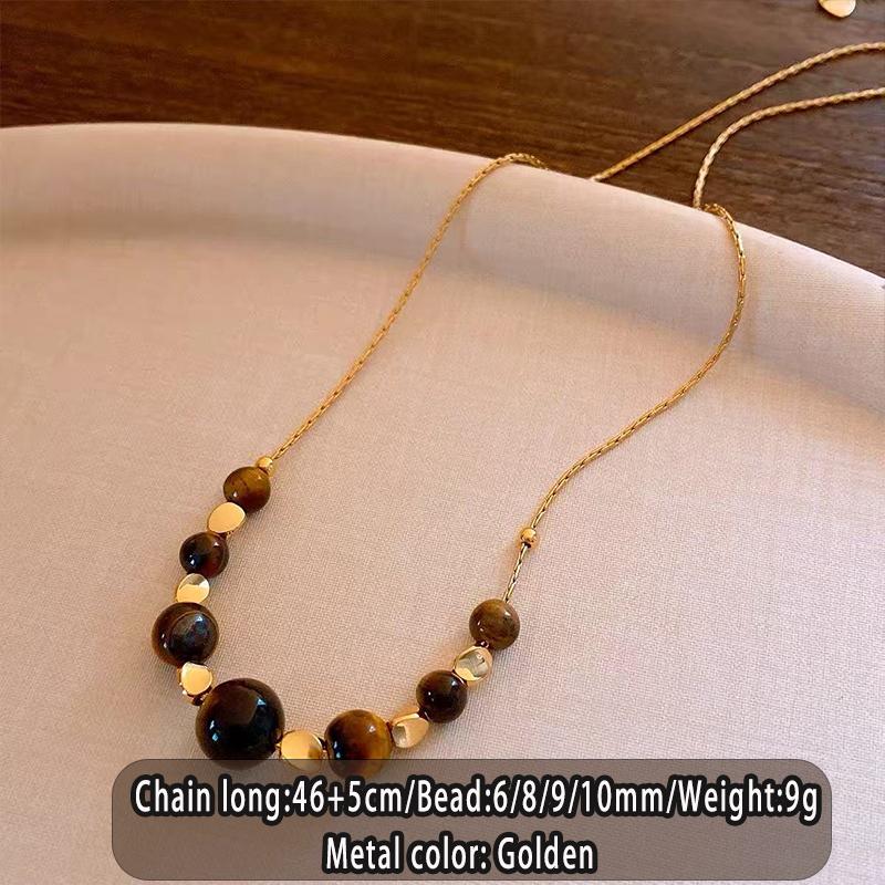 Gold Color Chain Natural Tiger Eye Stone Round Beads Pendant Necklace Melard Vintage Jewelry For Women‘s Luxury Accessories
Gold Color Chain Natural Tiger Eye Stone Round Beads Pendant Necklace Melard Vintage Jewelry For Women‘s Luxury Accessories