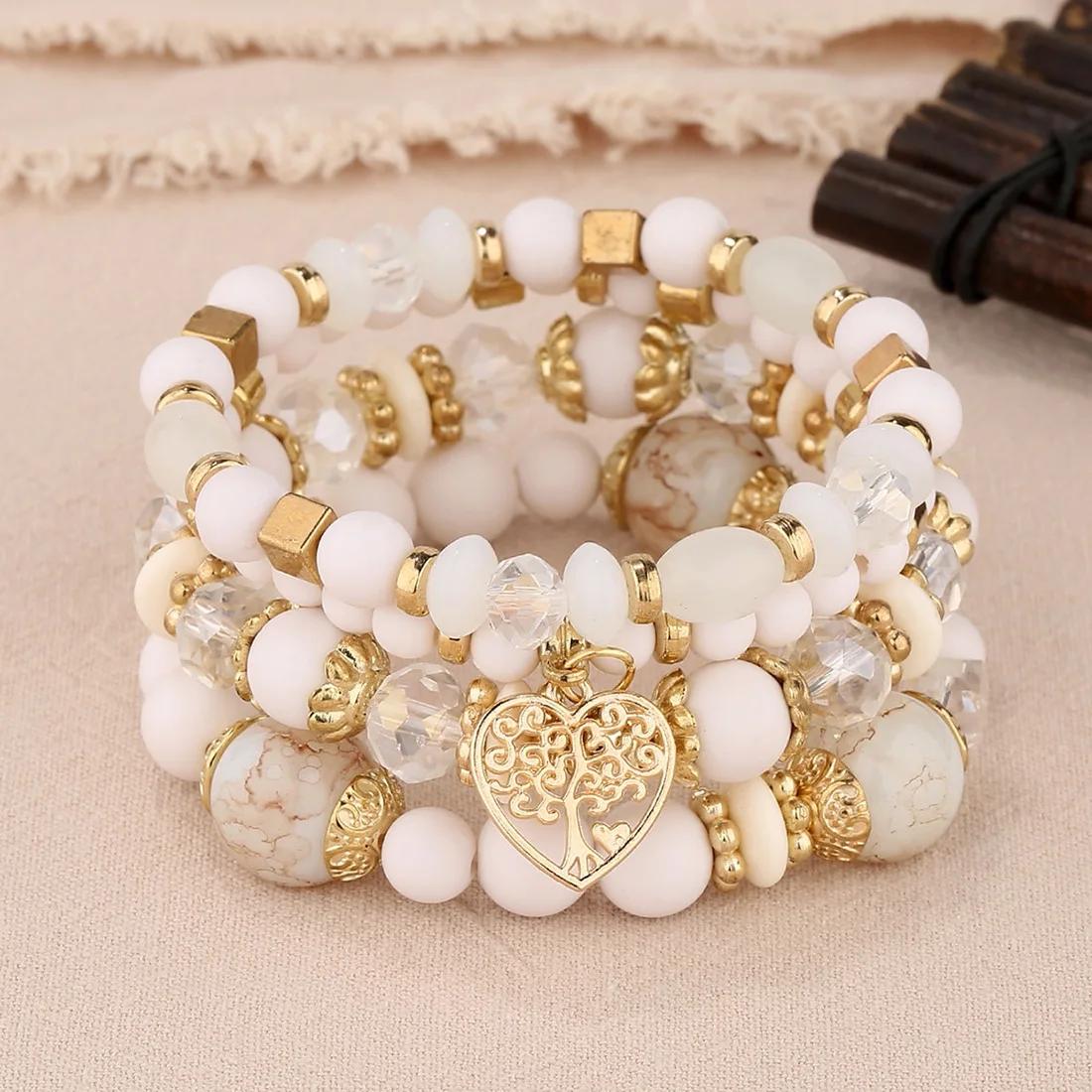 4Pcs Tree of Life Heart Bracelet Set For Women Acrylic Glass Beads Chain Elastic Bangle Female Fashion Party Jewelry
4Pcs Tree of Life Heart Bracelet Set For Women Acrylic Glass Beads Chain Elastic Bangle Female Fashion Party Jewelry