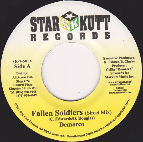 7inch Record DEMARCO - Fallen Soldiers SK7501 Star Kutt Recor 2007 Jamaica Reggae, Ska & Dub Used
7inch Record DEMARCO - Fallen Soldiers SK7501 Star Kutt Recor 2007 Jamaica Reggae, Ska & Dub Used