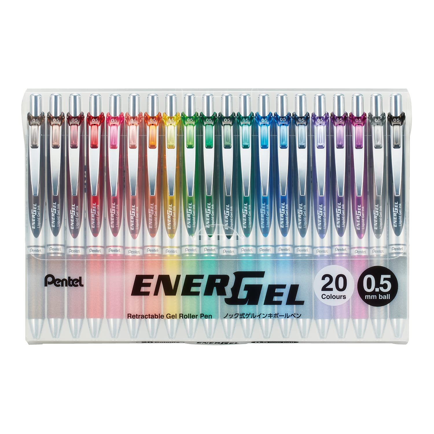 Гелевая ручка Pentel Energel с кнопочным механизмом, лимитированная серия, серебристый корпус, 20 цветов, 0,5 мм BLN75Z-20
Гелевая ручка Pentel Energel с кнопочным механизмом, лимитированная серия, серебристый корпус, 20 цветов, 0,5 мм BLN75Z-20