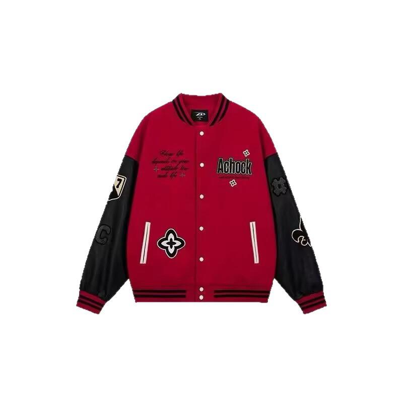 Men s Trendy Heavyweight PU Leather Patchwork Baseball Jacket - Red Color Block for Autumn/Winter 2XL
Men s Trendy Heavyweight PU Leather Patchwork Baseball Jacket - Red Color Block for Autumn/Winter 2XL