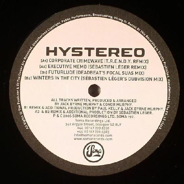 12inch Record HYSTEREO - Winters In The City / Executive Mem SOMA192 Soma Quality Re 2006 UK Dance & Electronica Used
12inch Record HYSTEREO - Winters In The City / Executive Mem SOMA192 Soma Quality Re 2006 UK Dance & Electronica Used