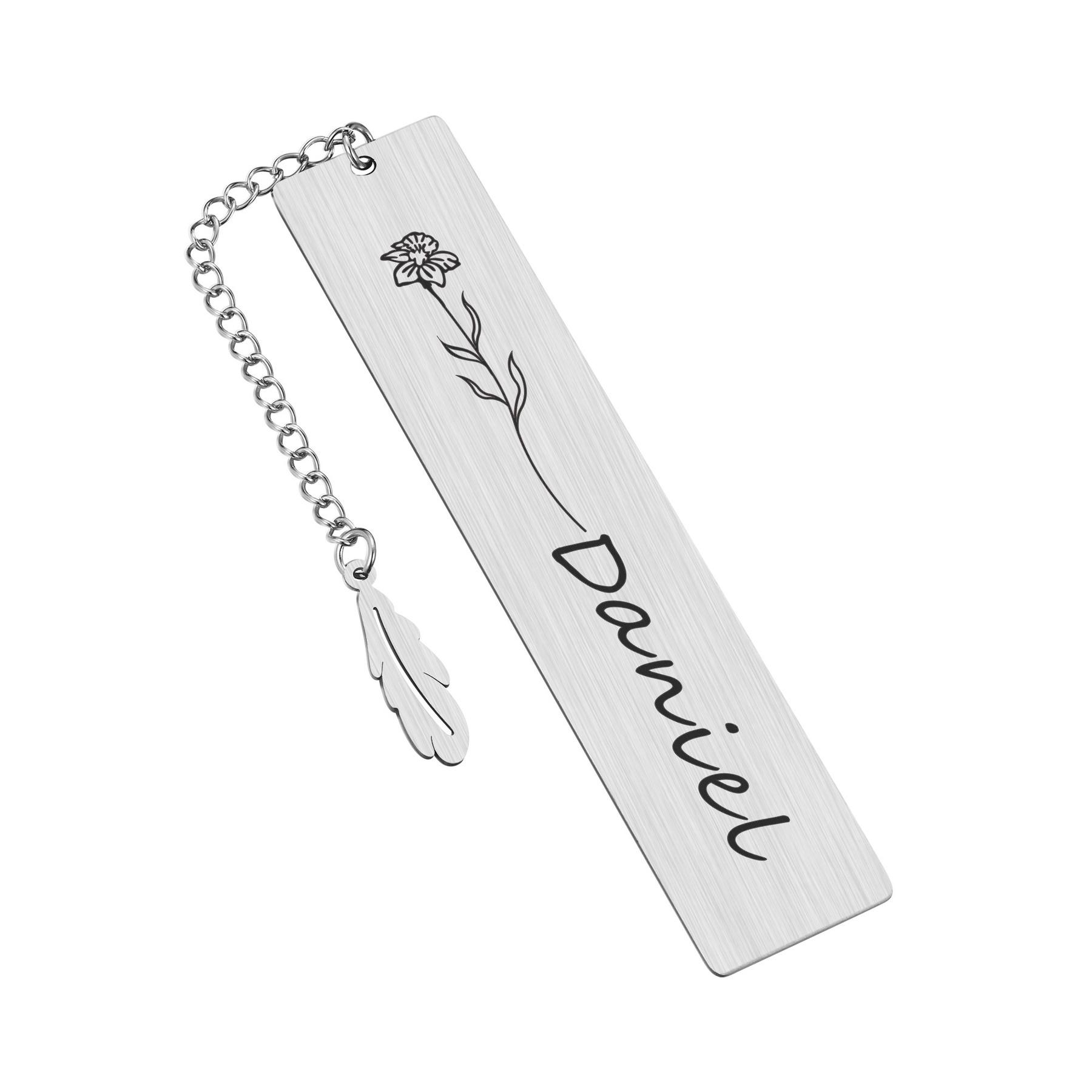 Personalized Birth Flower Bookmark With Name Text, Stainless Steel Customized Bar Birthday Gift For Women Daughter Sister Friend
Personalized Birth Flower Bookmark With Name Text, Stainless Steel Customized Bar Birthday Gift For Women Daughter Sister Friend