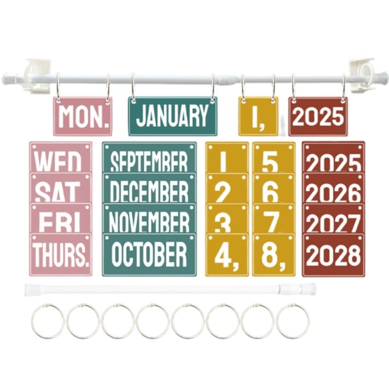 Classroom Flipping Calendar Bulletin Board Set With 54 Date Card Telescoping Holder Rod and Metal Rings For Decoration
Classroom Flipping Calendar Bulletin Board Set With 54 Date Card Telescoping Holder Rod and Metal Rings For Decoration