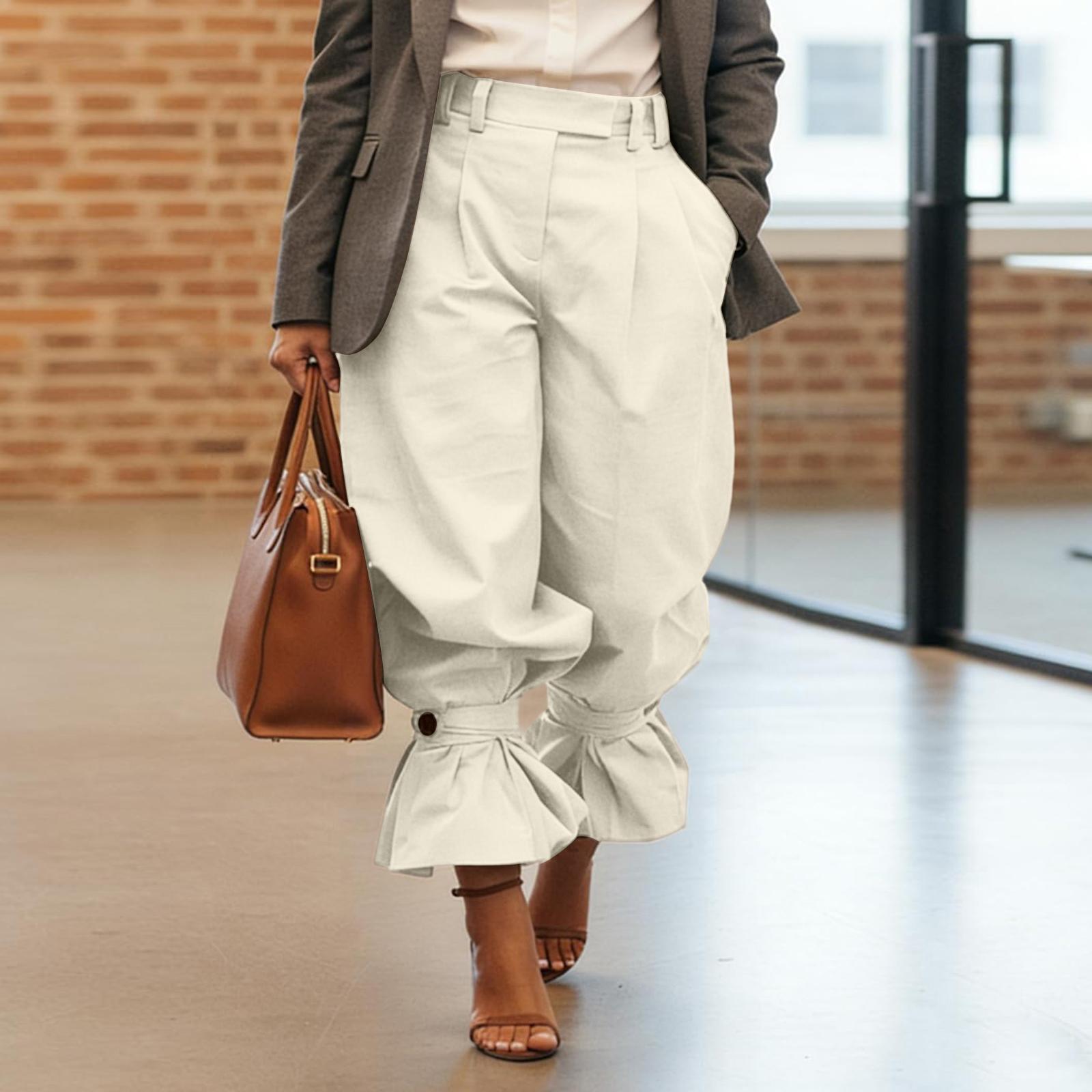 Ladies Color High Waisted Pleated Leg Pants, Loose Wide Leg Pants, Ruffled Hem Pants XXL білий
Ladies Color High Waisted Pleated Leg Pants, Loose Wide Leg Pants, Ruffled Hem Pants XXL білий