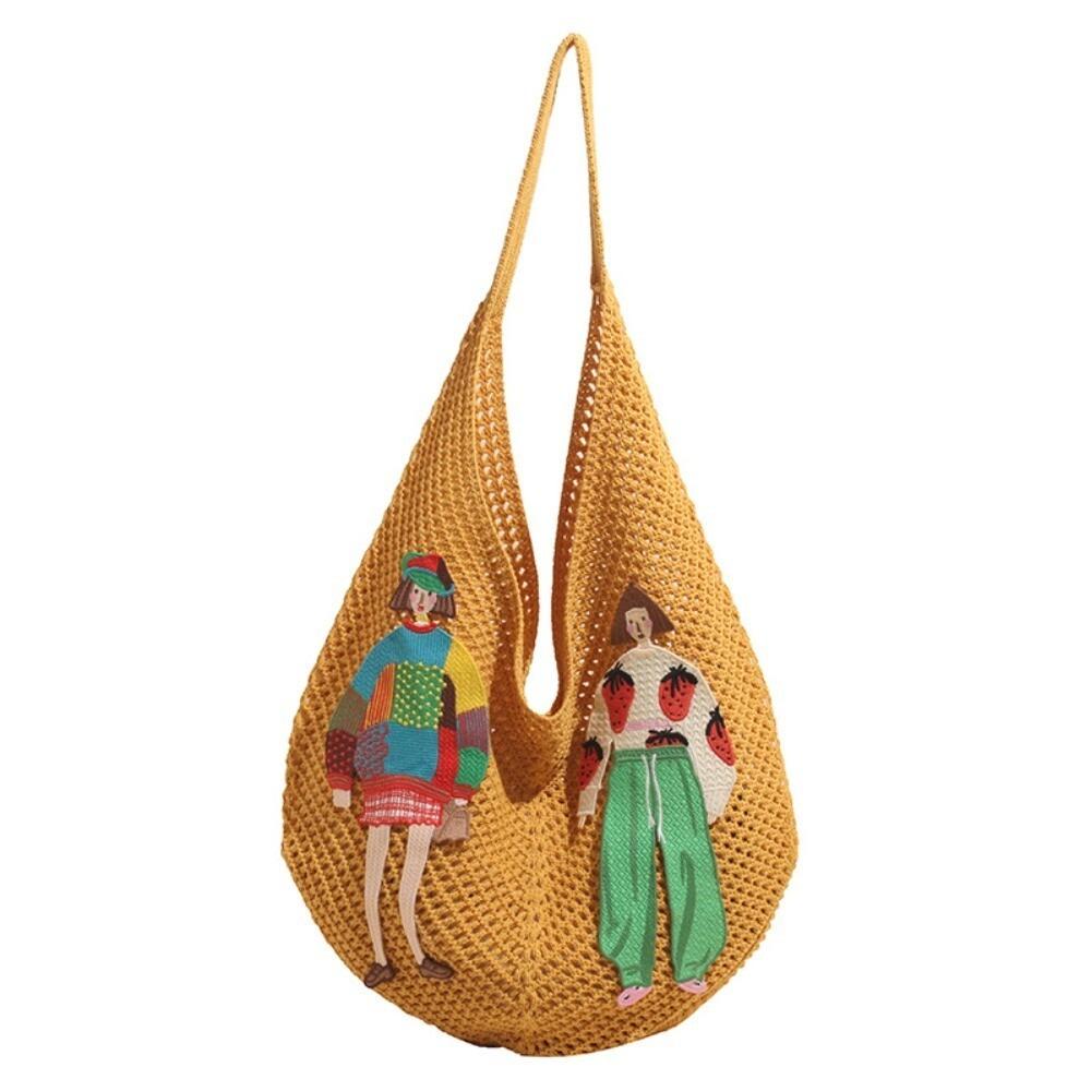 Cartoon Nylon Knitted Shoulder Bag Lightweight Large Capacity Tote Bag Embroidery Weave Bohemian Style Beach Handbag Shopping
Cartoon Nylon Knitted Shoulder Bag Lightweight Large Capacity Tote Bag Embroidery Weave Bohemian Style Beach Handbag Shopping