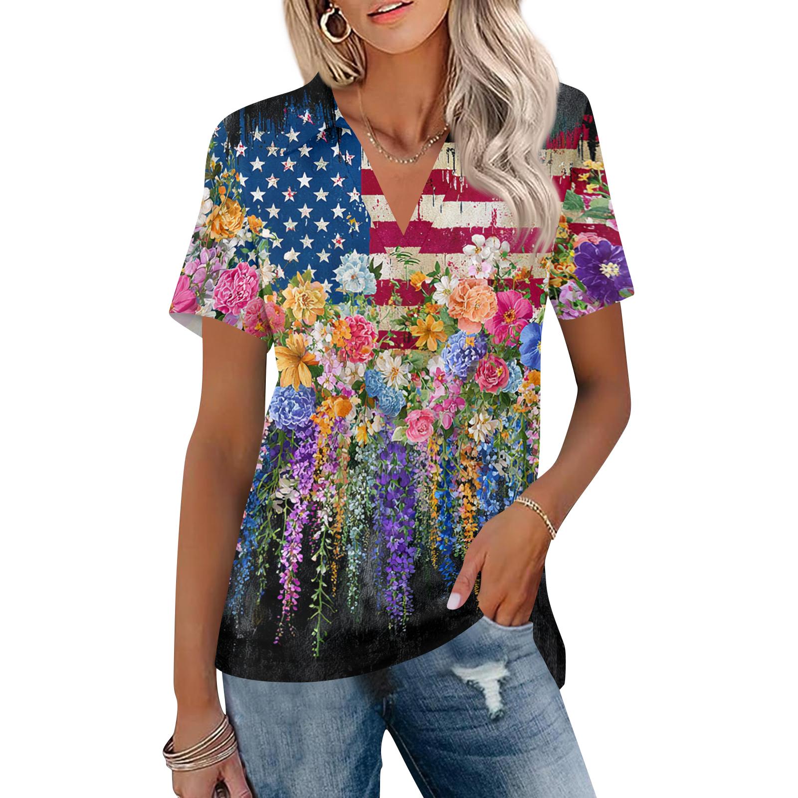 Women’s Casual V Neck Short Sleeve Collared Top with Independence Day Star Print Relaxed Fit Lightweight Blouse M
Women’s Casual V Neck Short Sleeve Collared Top with Independence Day Star Print Relaxed Fit Lightweight Blouse M