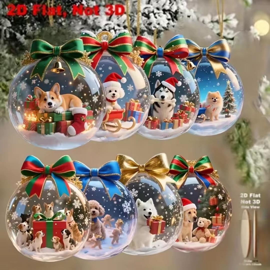 6/8pc Set of Holiday Christmas Cute Dog 2D Wooden Pendant Ball Decoration for Home Window Office Classroom Yard and Party Decor
6/8pc Set of Holiday Christmas Cute Dog 2D Wooden Pendant Ball Decoration for Home Window Office Classroom Yard and Party Decor