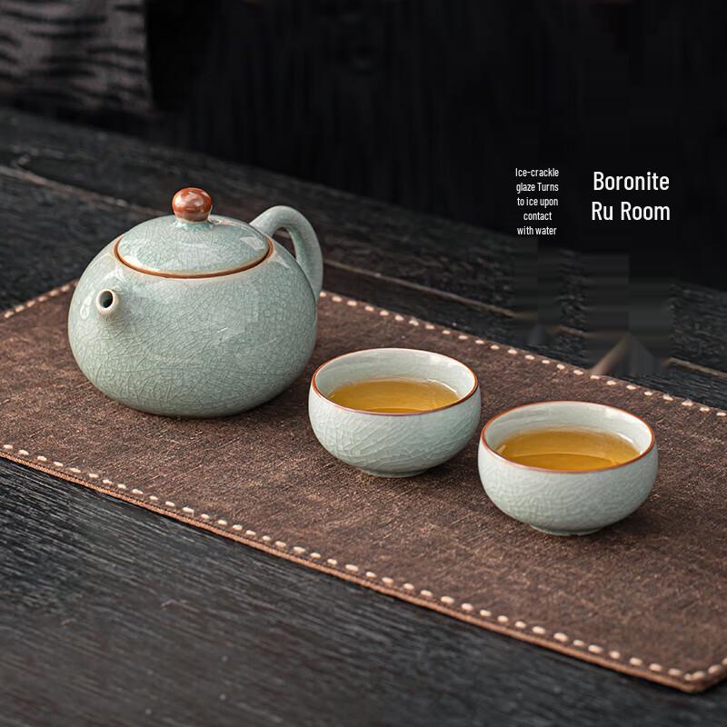 Ru Ware Style Gold Inlaid Jade Travel Tea Set
Ru Ware Style Gold Inlaid Jade Travel Tea Set