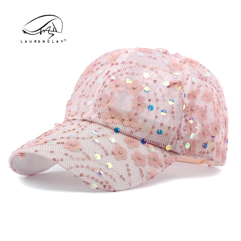 Летняя тонкая шляпа с цветочными пайетками, женская уличная солнцезащитная шляпа от солнца, дорожная сетчатая шляпа, дышащая бейсболка adjustable светло-фиолетовый