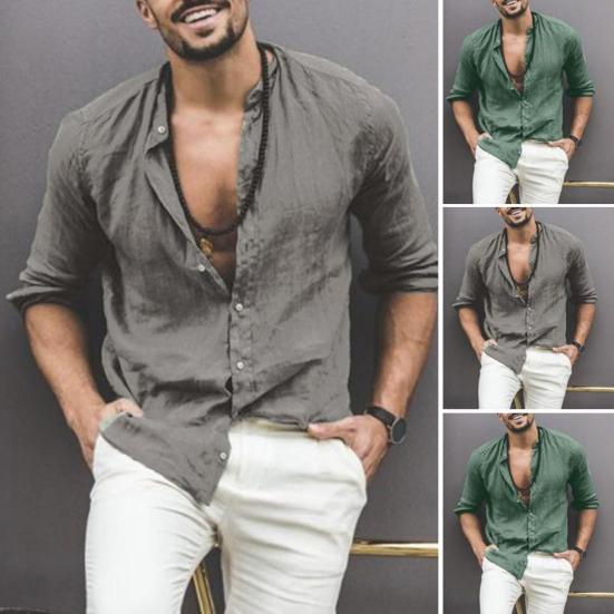 Мужская осенняя рубашка, однобортная однобортная рубашка на пуговицах с длинными рукавами, легкий воротник-стойка, повседневные мягкие дышащие мужские топы, мужская одежда
Мужская осенняя рубашка, однобортная однобортная рубашка на пуговицах с длинными рукавами, легкий воротник-стойка, повседневные мягкие дышащие мужские топы, мужская одежда