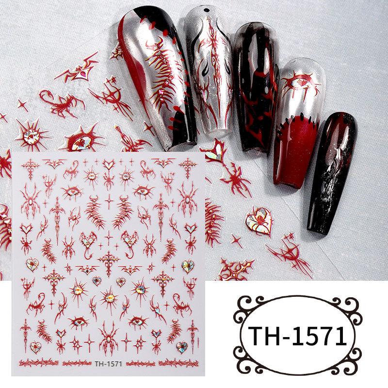 Halloween nail art sticker DIY dark laser skull spider web Europe and America nail sticker decal TH-1571
Halloween nail art sticker DIY dark laser skull spider web Europe and America nail sticker decal TH-1571