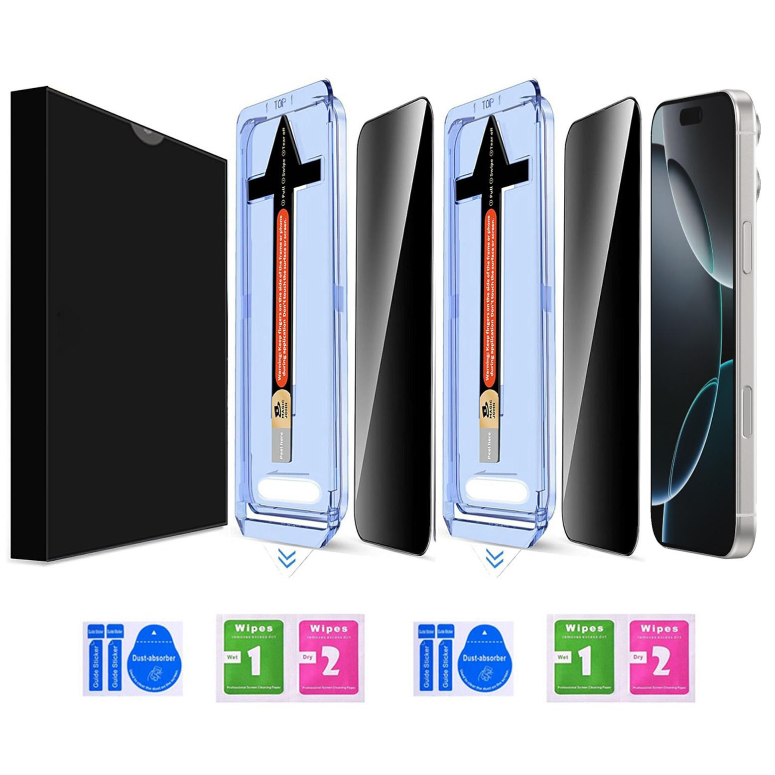 2 Sets For iPhone 16 Pro Max Anti Spy Tempered Glass Screen Protector with Automatic Dust Removal Tool Type A
2 Sets For iPhone 16 Pro Max Anti Spy Tempered Glass Screen Protector with Automatic Dust Removal Tool Type A