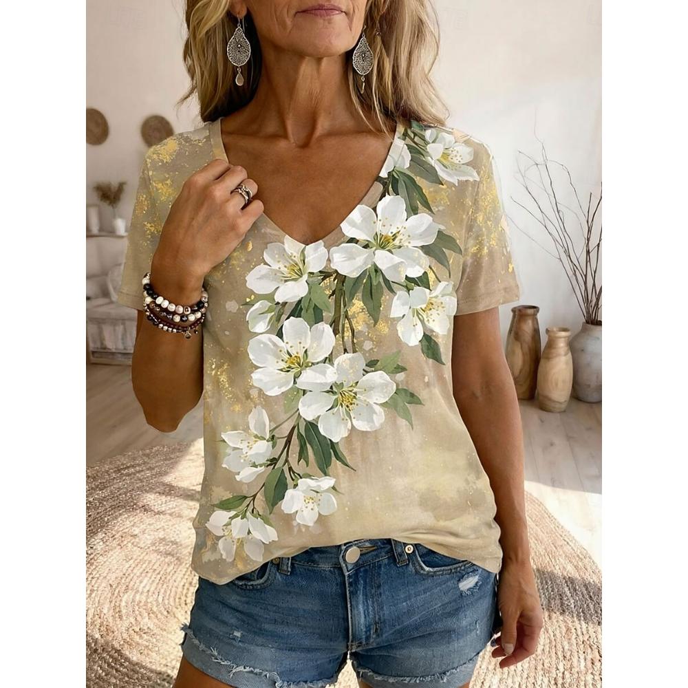 Women s Bohemian Floral Plant Print T-Shirt, Vintage V-Neck Short Sleeve Long Tops, Blue Pink Purple Green Khaki, Spring Summer XL
Women s Bohemian Floral Plant Print T-Shirt, Vintage V-Neck Short Sleeve Long Tops, Blue Pink Purple Green Khaki, Spring Summer XL
