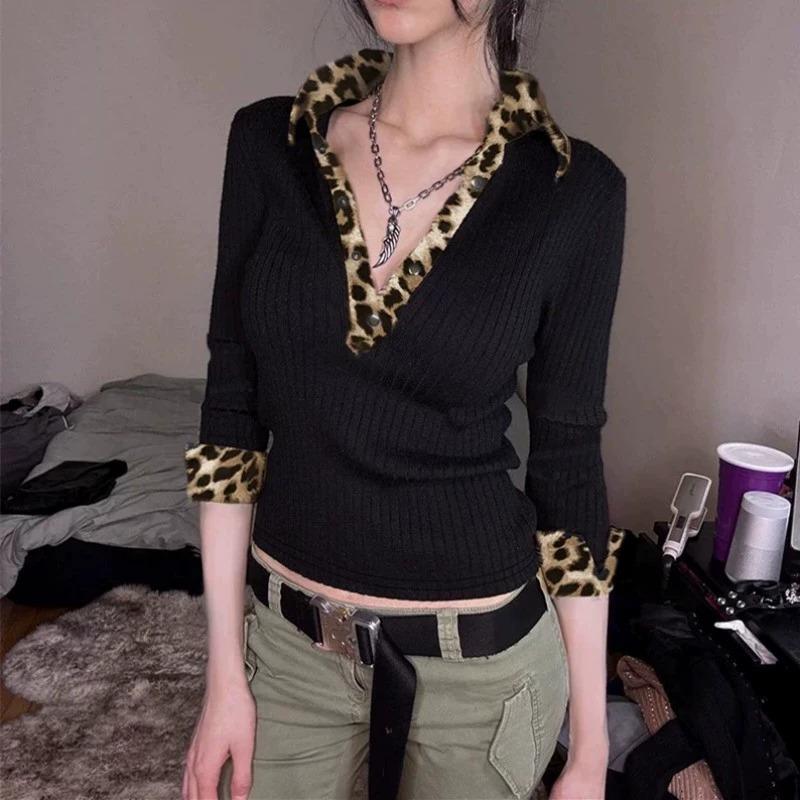 American Hot Girl Leopard Print Stitching Women s Autumn and Winter New Slim-fitting Bottoming Shirt Versatile Top XXL
American Hot Girl Leopard Print Stitching Women s Autumn and Winter New Slim-fitting Bottoming Shirt Versatile Top XXL