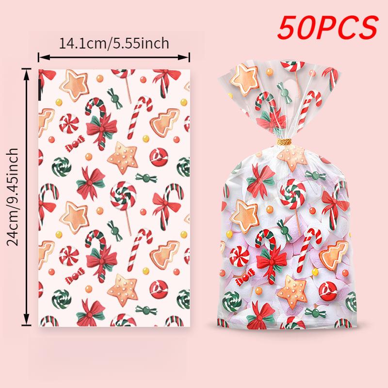 50pcs Reusable Christmas Gift Bags with Golden Ribbon - Santa/Reindeer/Trees/Holly/Candy Canes Patterns, For Christmas as shown
50pcs Reusable Christmas Gift Bags with Golden Ribbon - Santa/Reindeer/Trees/Holly/Candy Canes Patterns, For Christmas as shown