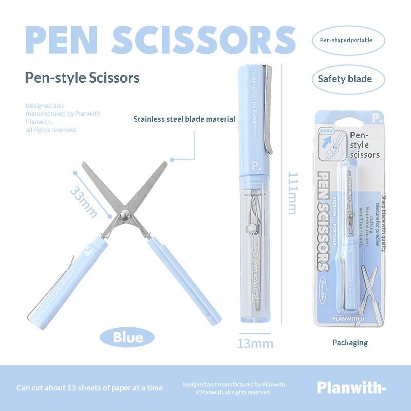 Planwith Pen-Shaped Scissors,Stainless Steel Blades,Rounded Safety Tips,Portable Mini Craft&Scrapbooking Cutter for Students
Planwith Pen-Shaped Scissors,Stainless Steel Blades,Rounded Safety Tips,Portable Mini Craft&Scrapbooking Cutter for Students