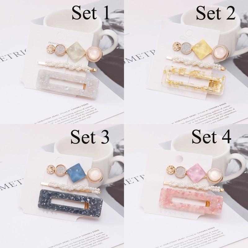 Новые 3 шт./компл. модные заколки для волос из ацетата с жемчугом и геометрическим рисунком для женщин и девочек, повязка на голову, милые заколки для волос 1