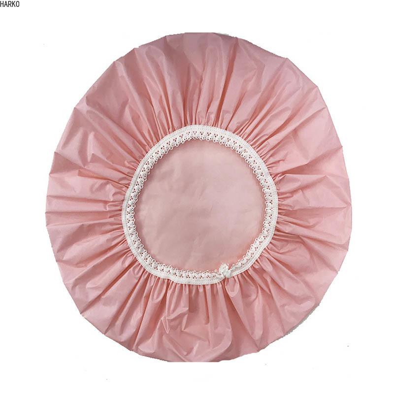 1 шт., эластичная однотонная шапочка для плавания, водонепроницаемая шапочка для душа, кружевная многоцелевая банная принадлежность, шапочка для волос, чепчик для волос розовый