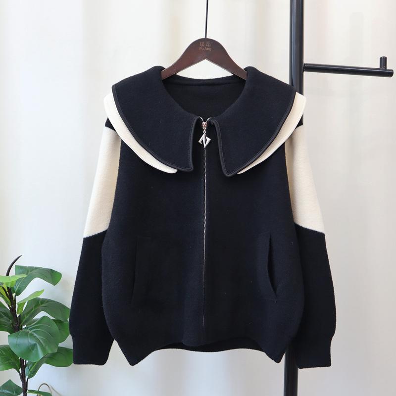 Дизайн с воротником-куклой, контрастный цвет, вязаный двусторонний твидовый жакет, осень-зима, новый свободный и тонкий свитер-кардиган для женщин one size fits all чёрный
Дизайн с воротником-куклой, контрастный цвет, вязаный двусторонний твидовый жакет, осень-зима, новый свободный и тонкий свитер-кардиган для женщин one size fits all чёрный